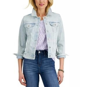 Style & Co Classic Denim Jacket Large Tropic Blue